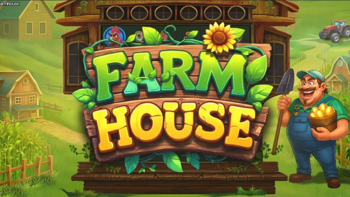 Tampilan visual slot Farm House dengan tema peternakan yang ceria
